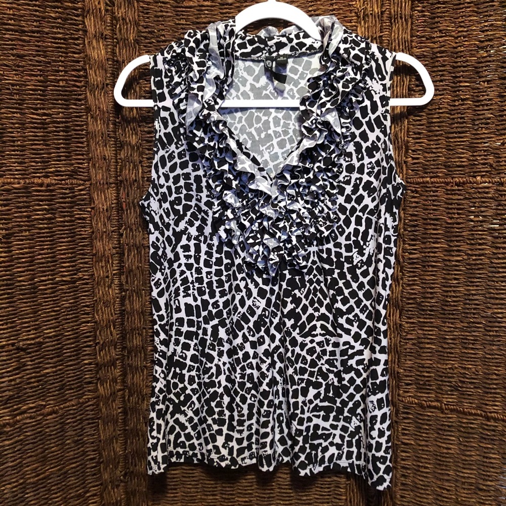 Milano Ruffled V neck Sleeveless Blouse